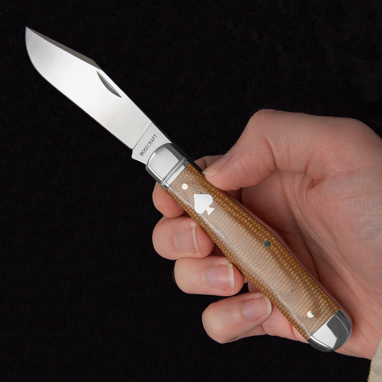 RoseCraft Cumberland Coke Bottle Light Brown Micarta Folding Knife