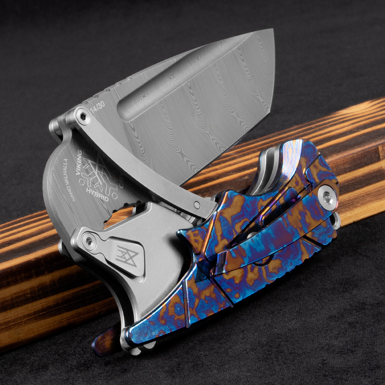 Midgards-Messer Valhalla Timascus Damasteel Folding Knife