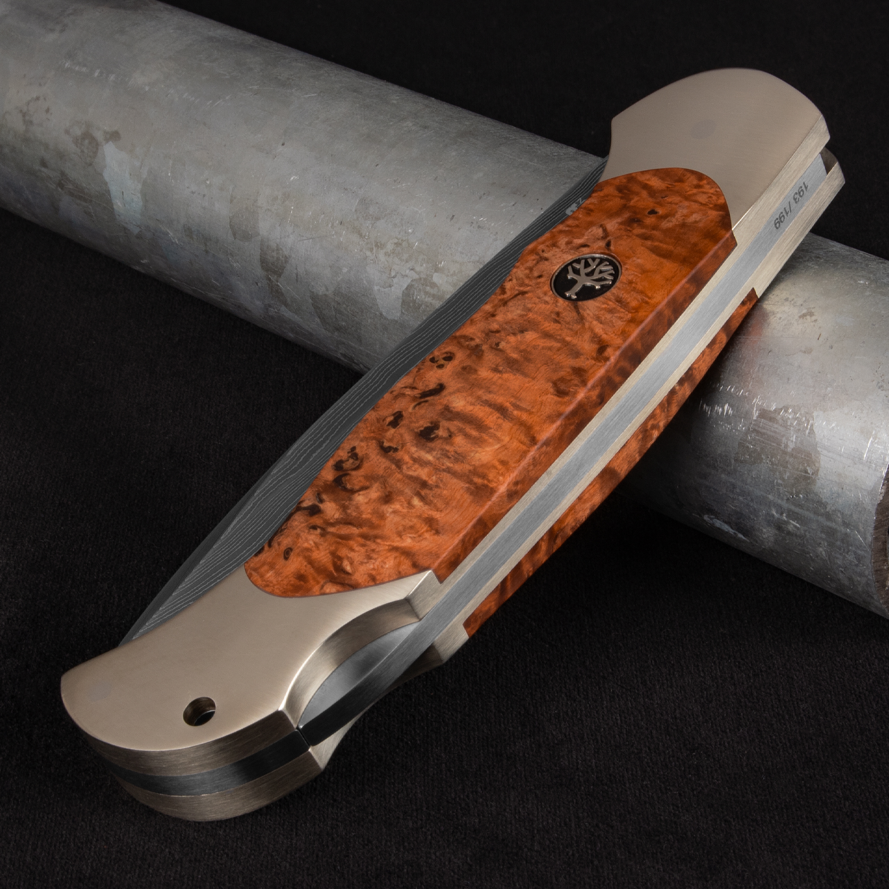 Boker Optima Maserbirke Damast Folding Knife