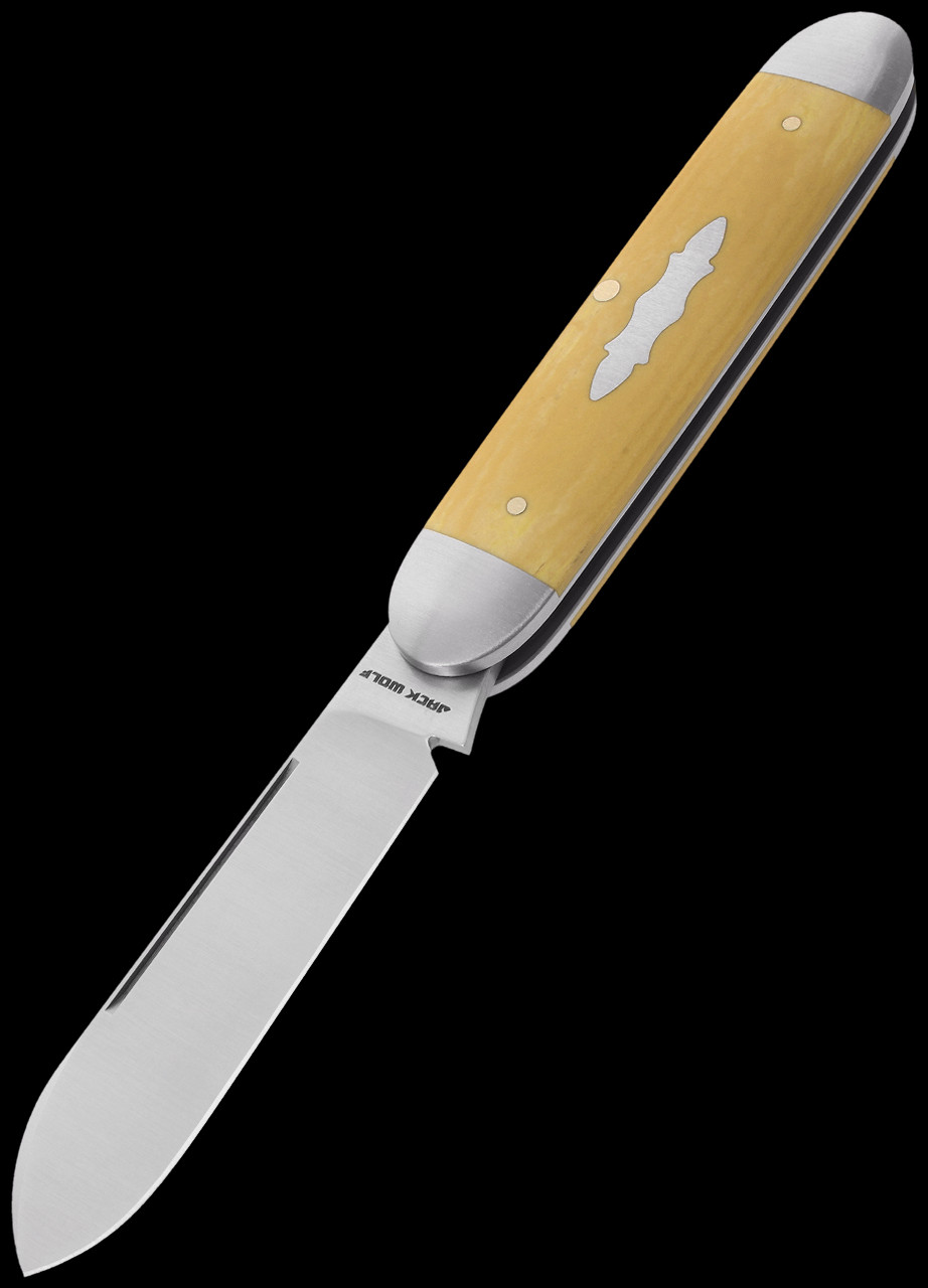 Jack Wolf Knives Equal End Antique Ivory Micarta Folding Knife