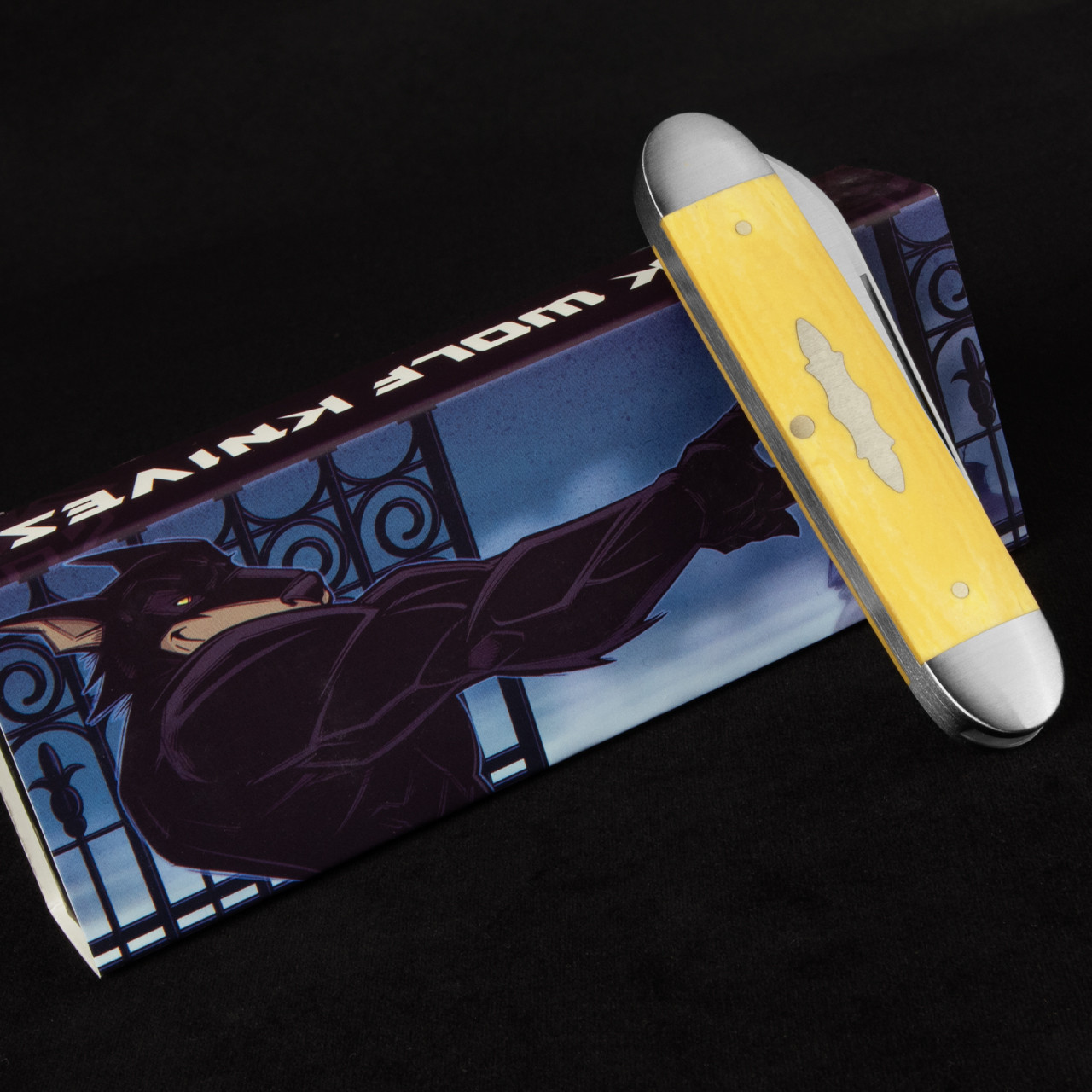 Jack Wolf Knives Equal End Antique Ivory Micarta Folding Knife