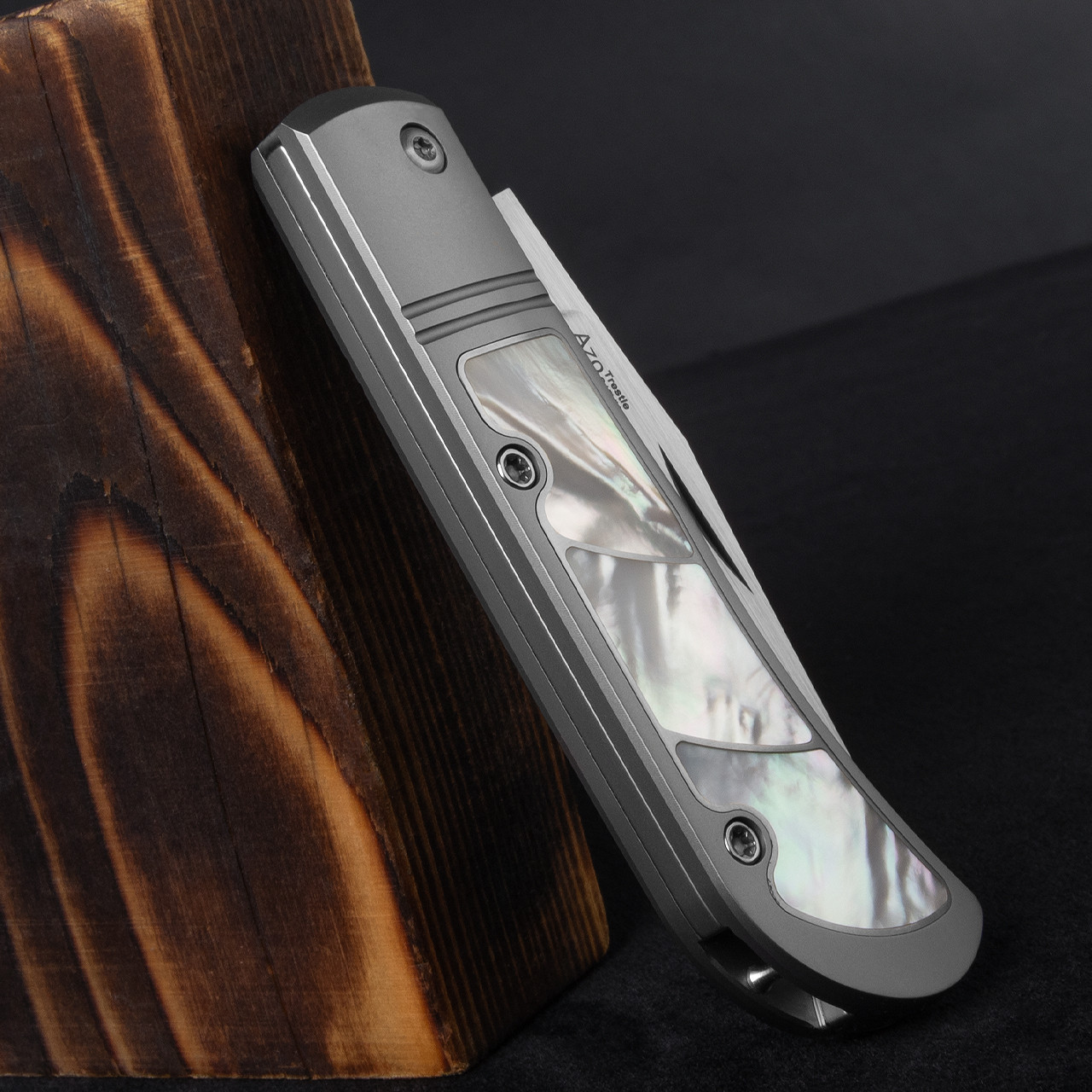 Kizer Trestle Titanium Mother of Pearl Folding Knife