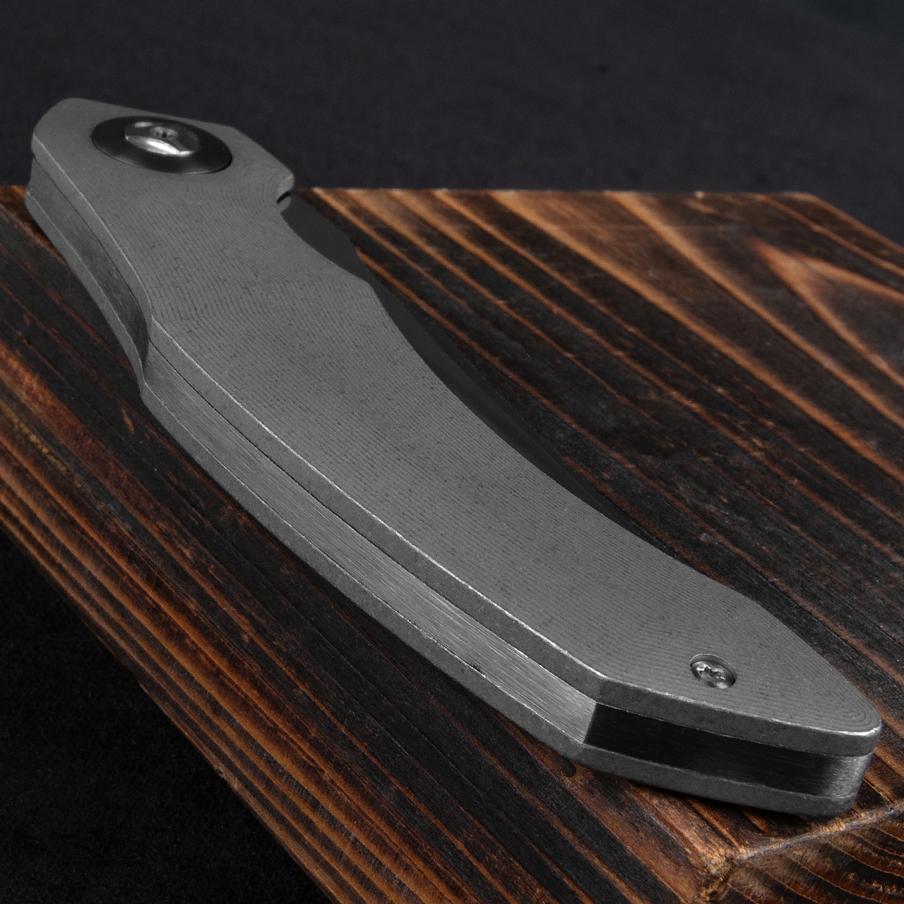 JD Knives Palladium Stonewashed Titanium Custom Knife