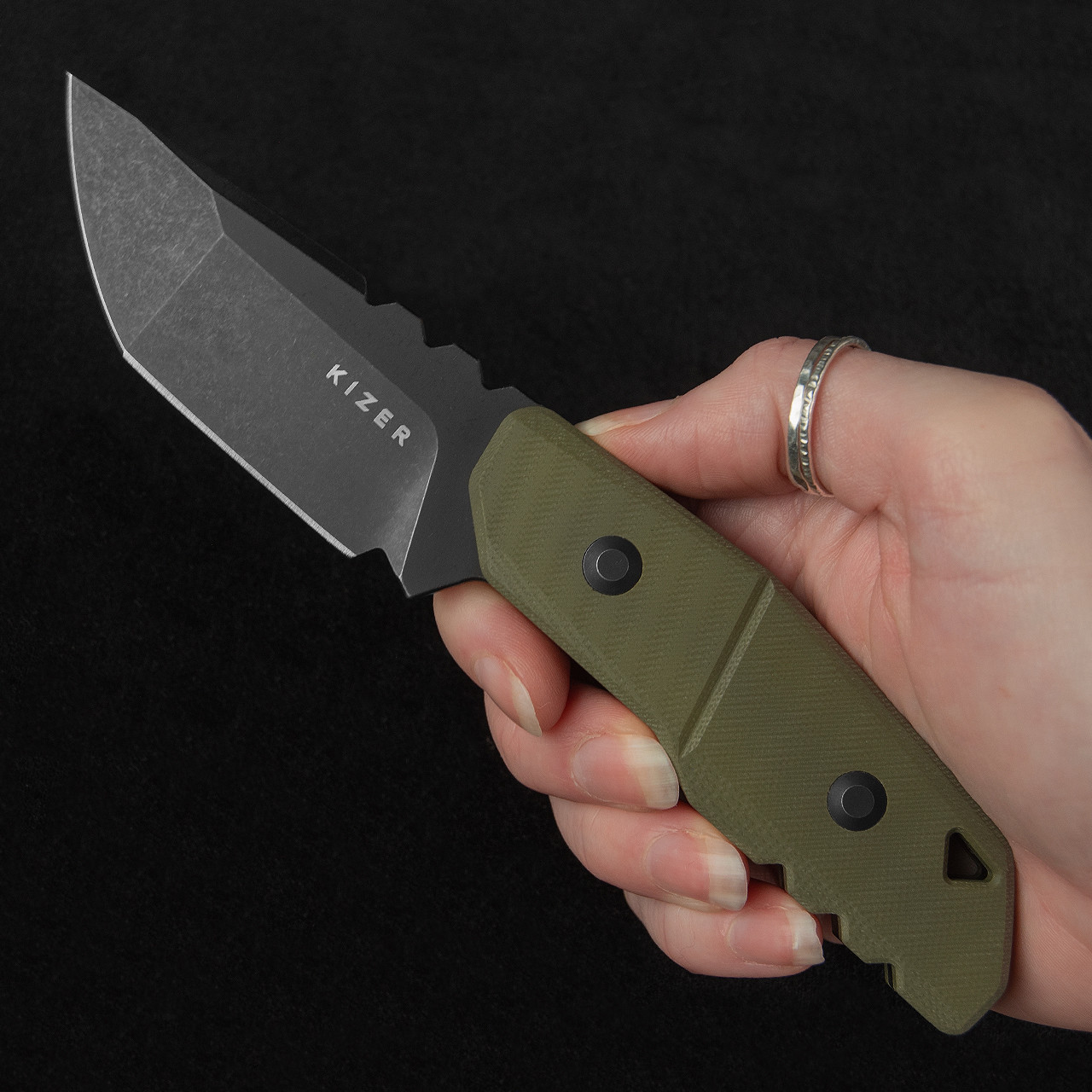 Kizer Quartz G10 Blackwashed Fixed Blade