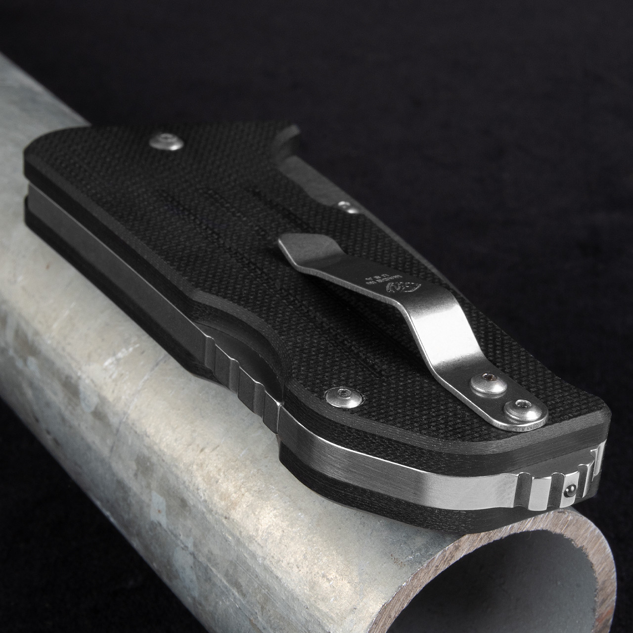 1881 Knife Works Broadway Black Tumbled Tanto Folding Knife