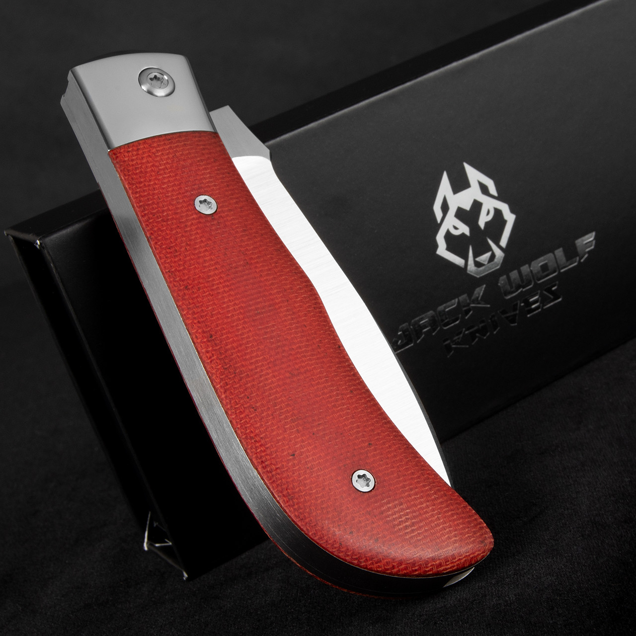 Jack Wolf Knives Timber Jack Fire Canvas Micarta Folding Knife