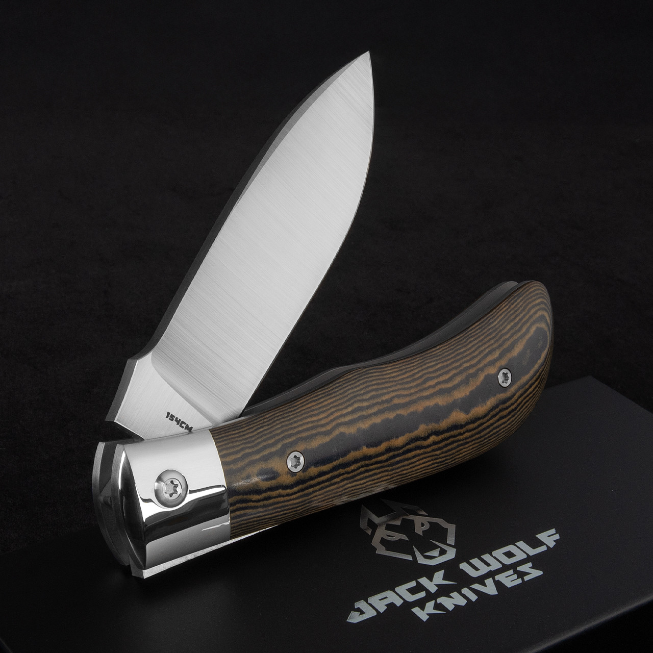 Jack Wolf Knives Timber Jack Blue & Maple Richlite Folding Knife