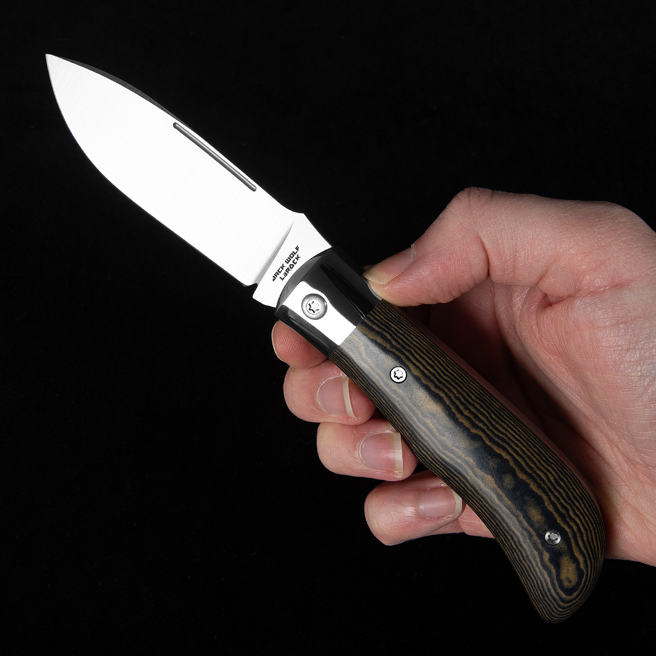 Jack Wolf Knives Timber Jack Blue & Maple Richlite Folding Knife