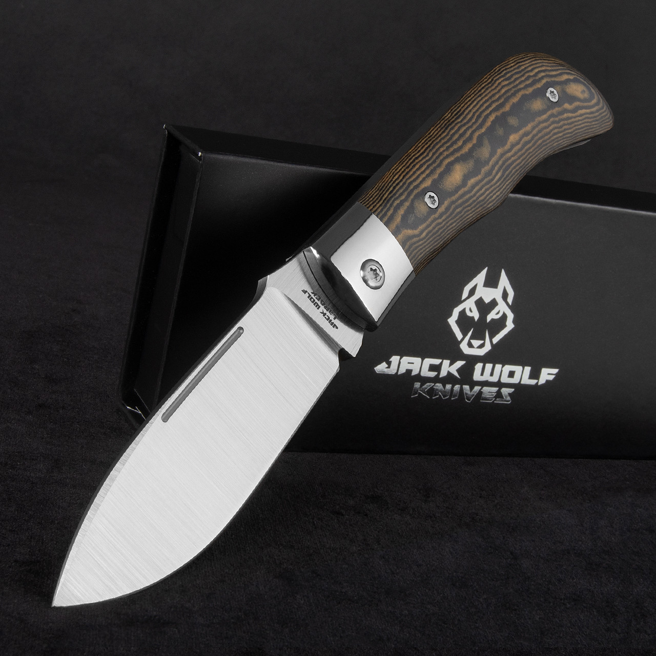 Jack Wolf Knives Timber Jack Blue & Maple Richlite Folding Knife