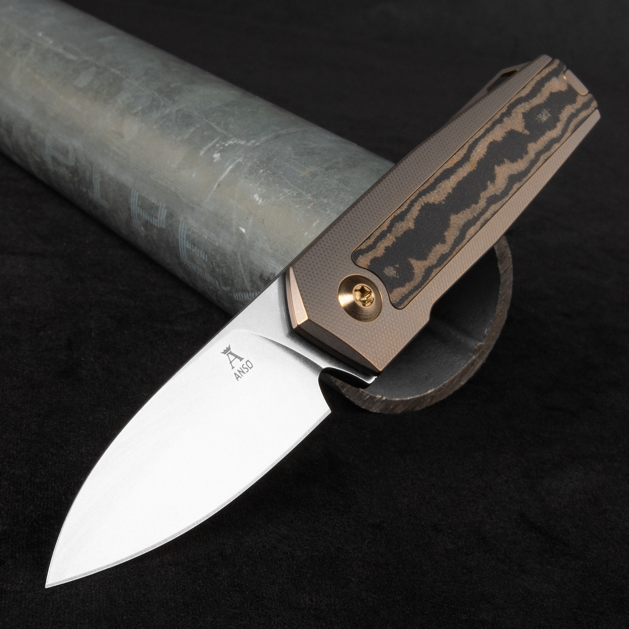 Anso ARN Titanium Richlite Amber Folding Knife
