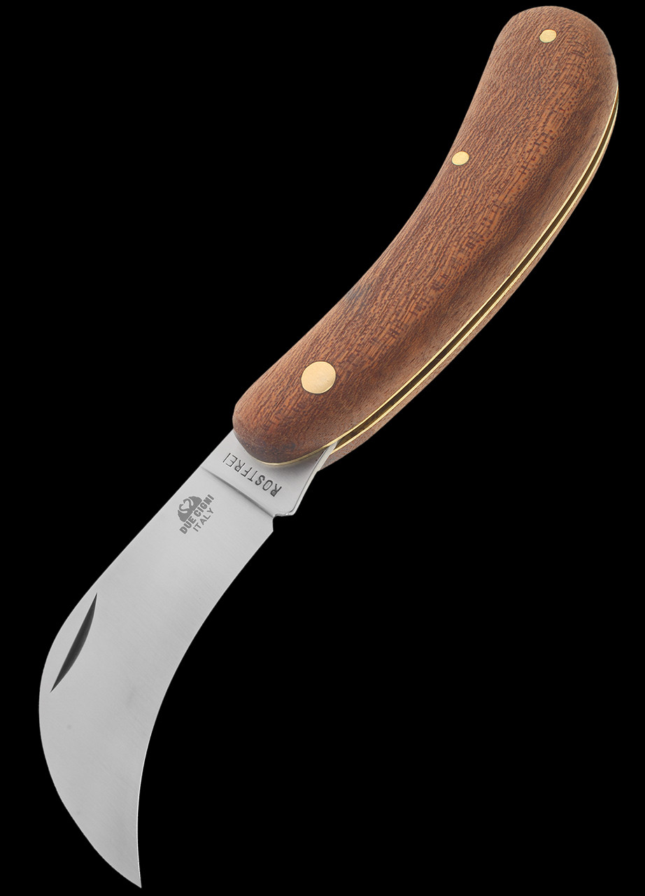 Due Cigni Billhook Mogano Sapelli Wood Folding Knife