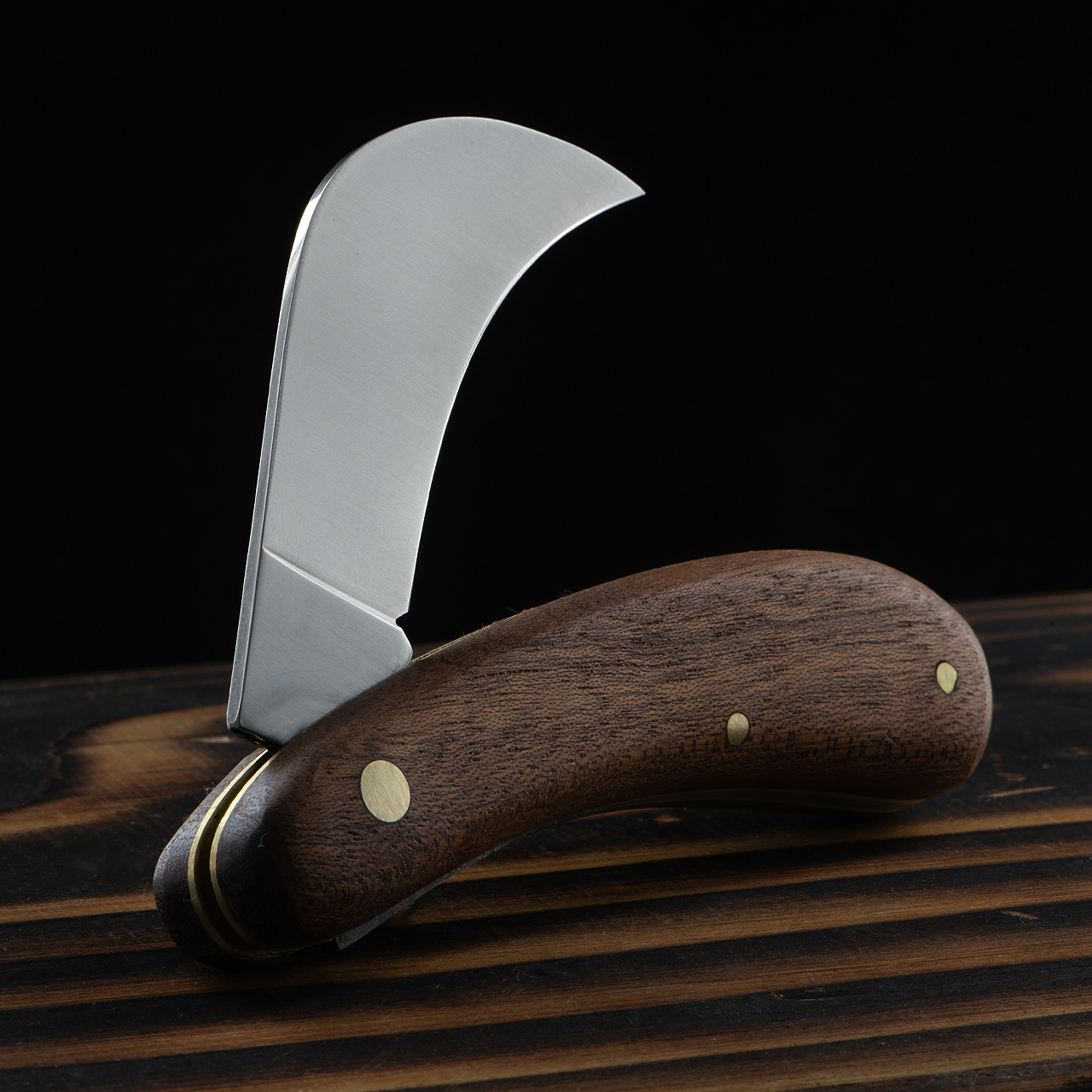 Due Cigni Billhook Mogano Sapelli Wood Folding Knife