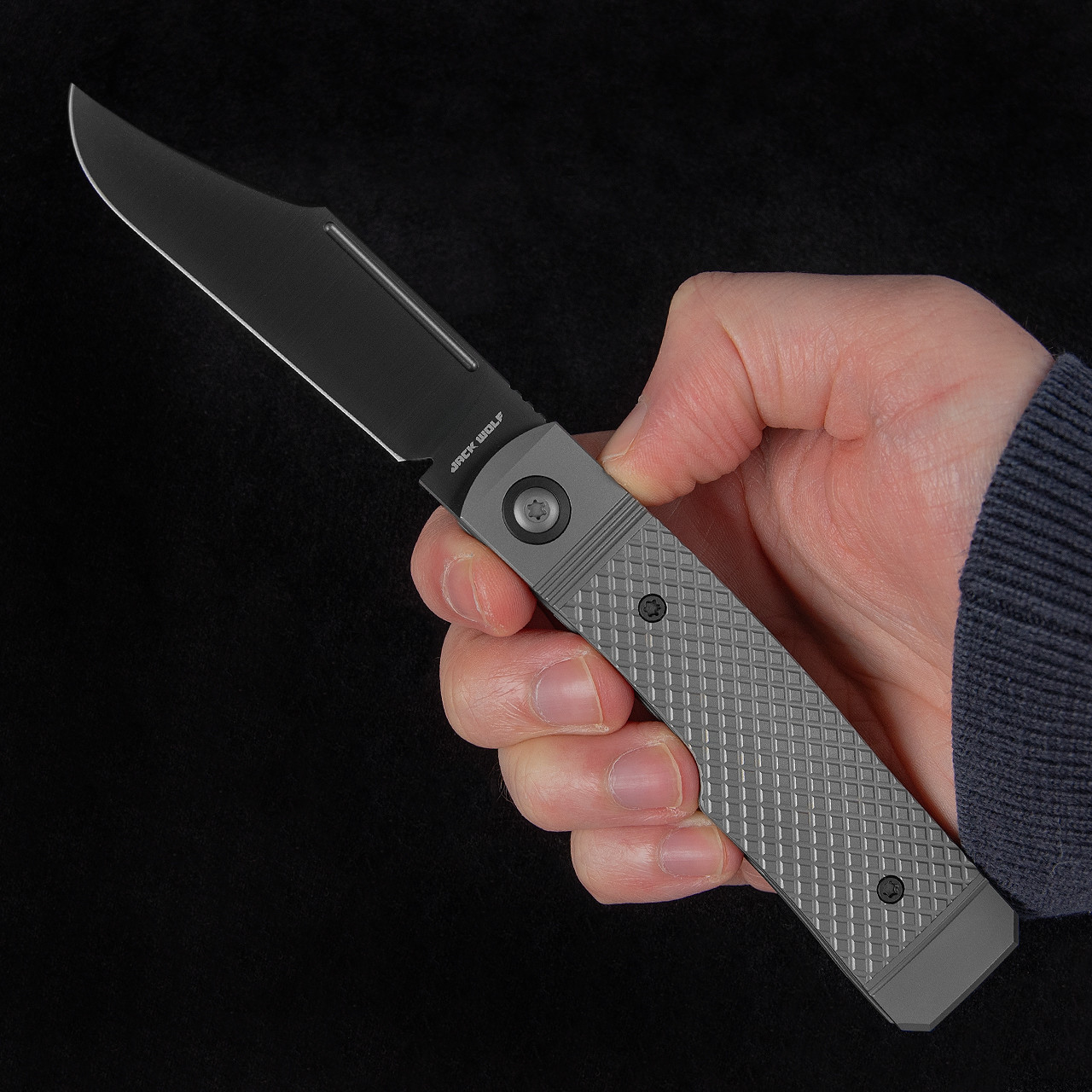 Jack Wolf Gunslinger Jack Ti Cross Hatch Folding Knife
