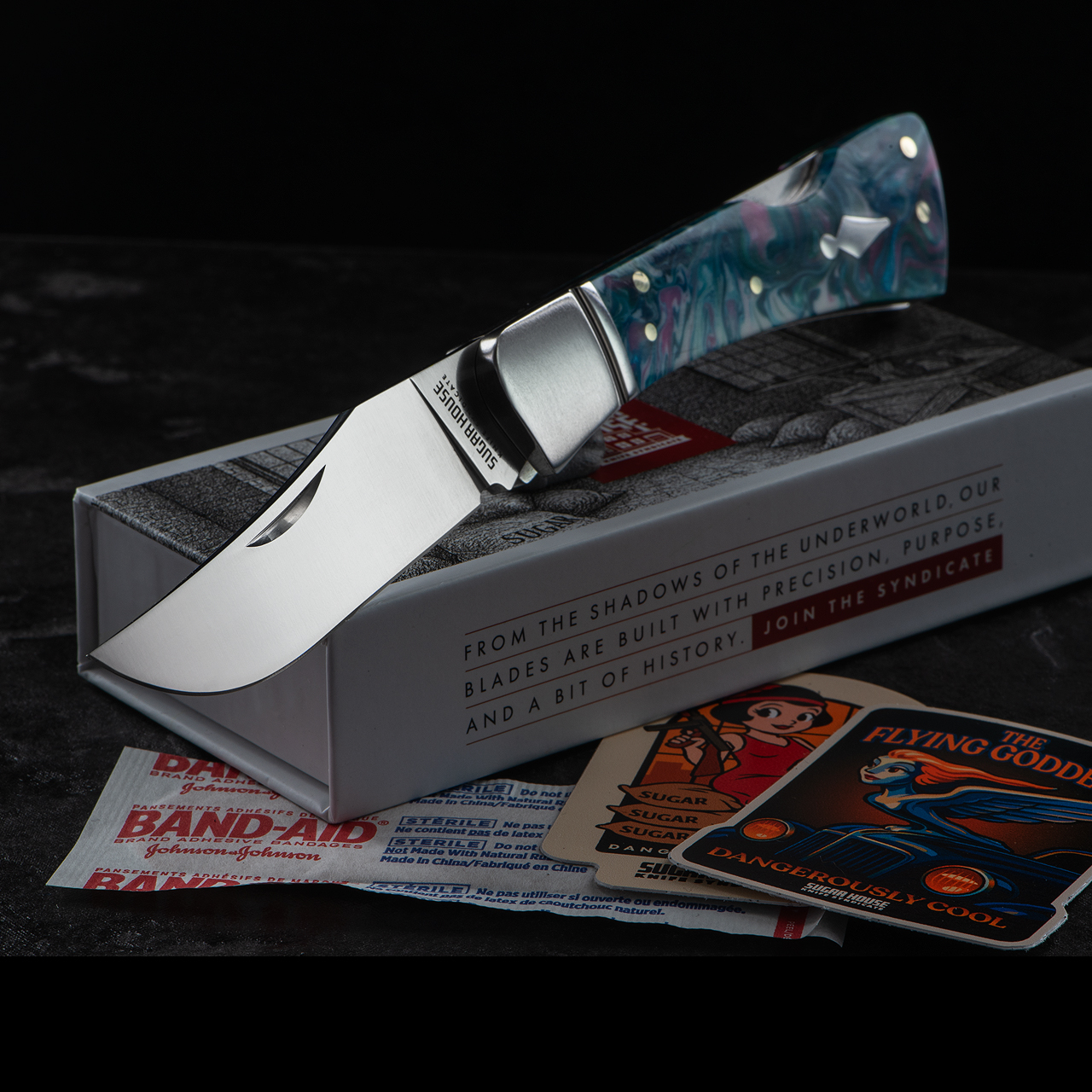 Sugar House Knife Syndicate Flying Goddess Cotton Candy Folding Knife