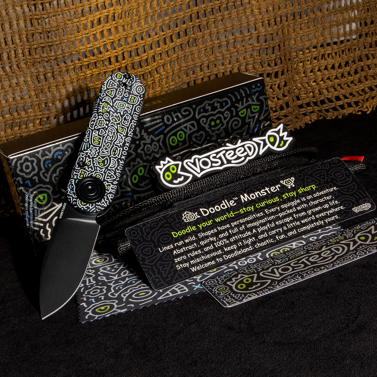 Vosteed Corgi V Vanchor Doodle Black Folding Knife