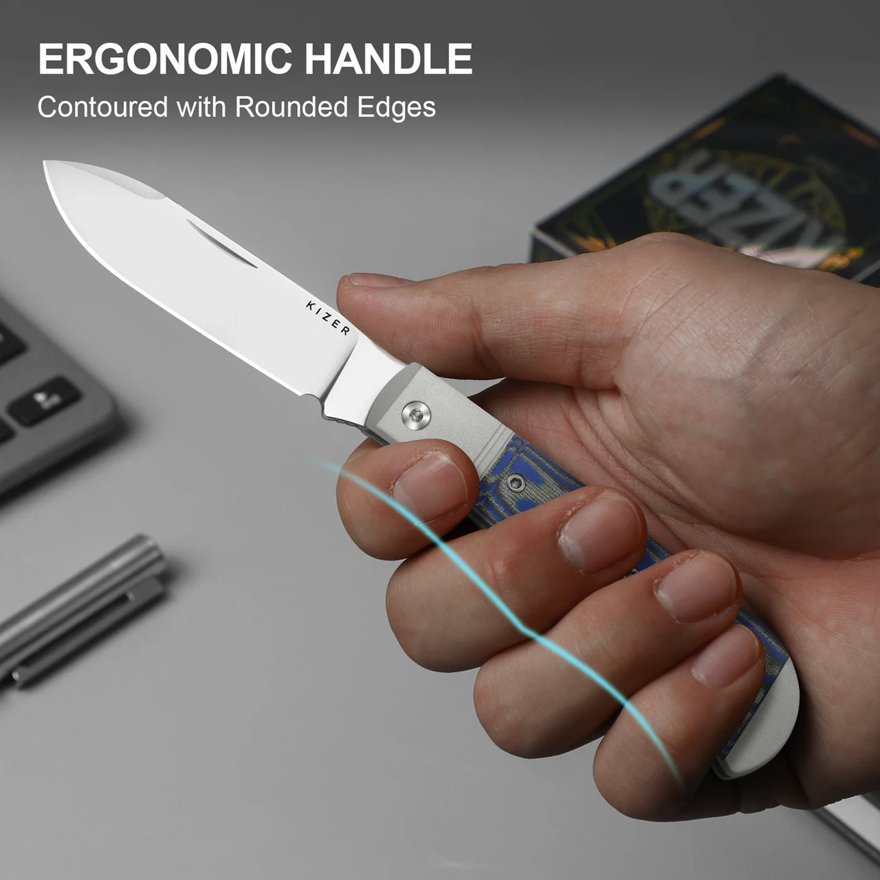 Kizer Trestle D Aluminum & Vortex Micarta Folding Knife
