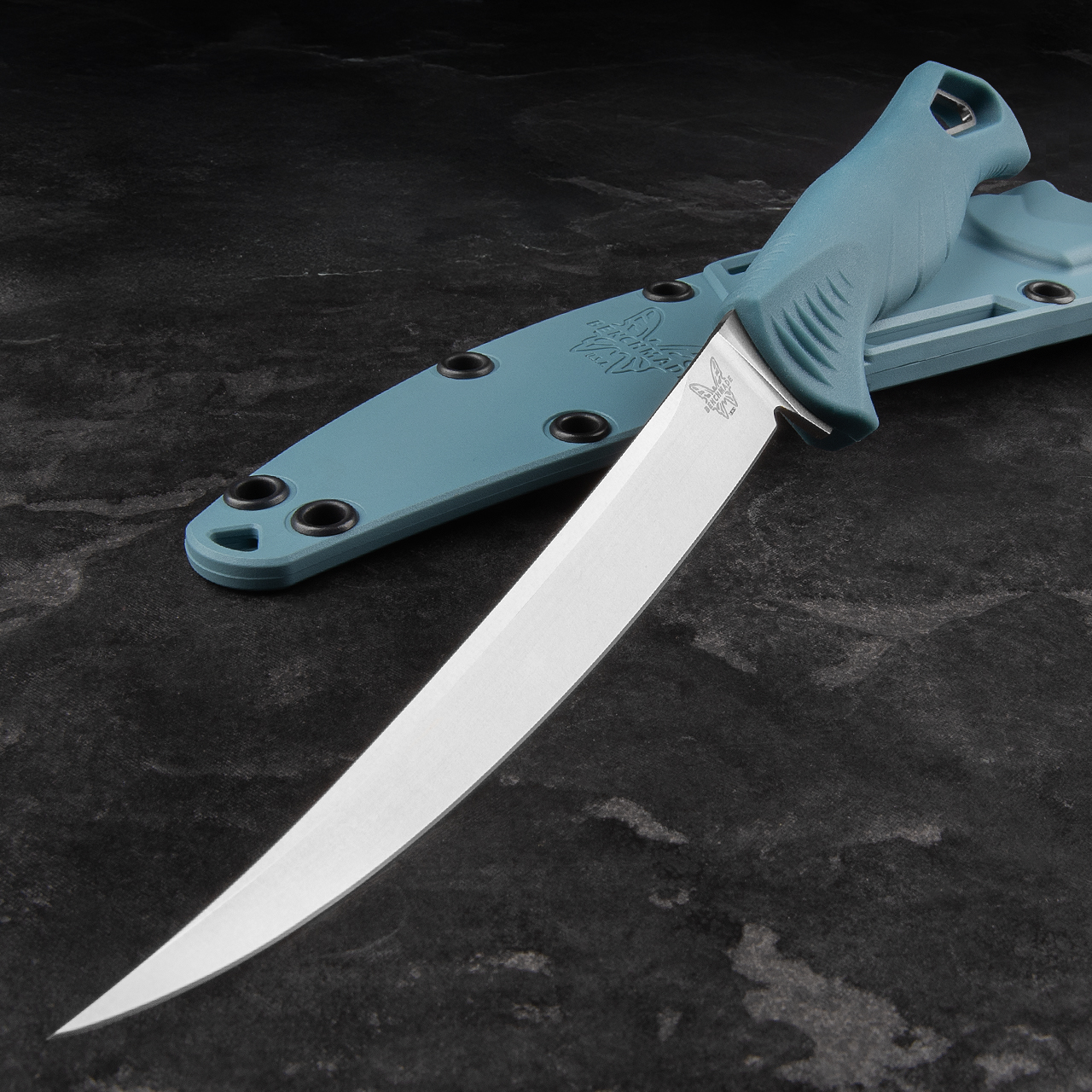 Benchmade Fishcrafter 5" Magnacut Depth Blue Santoprene Fixed Blade