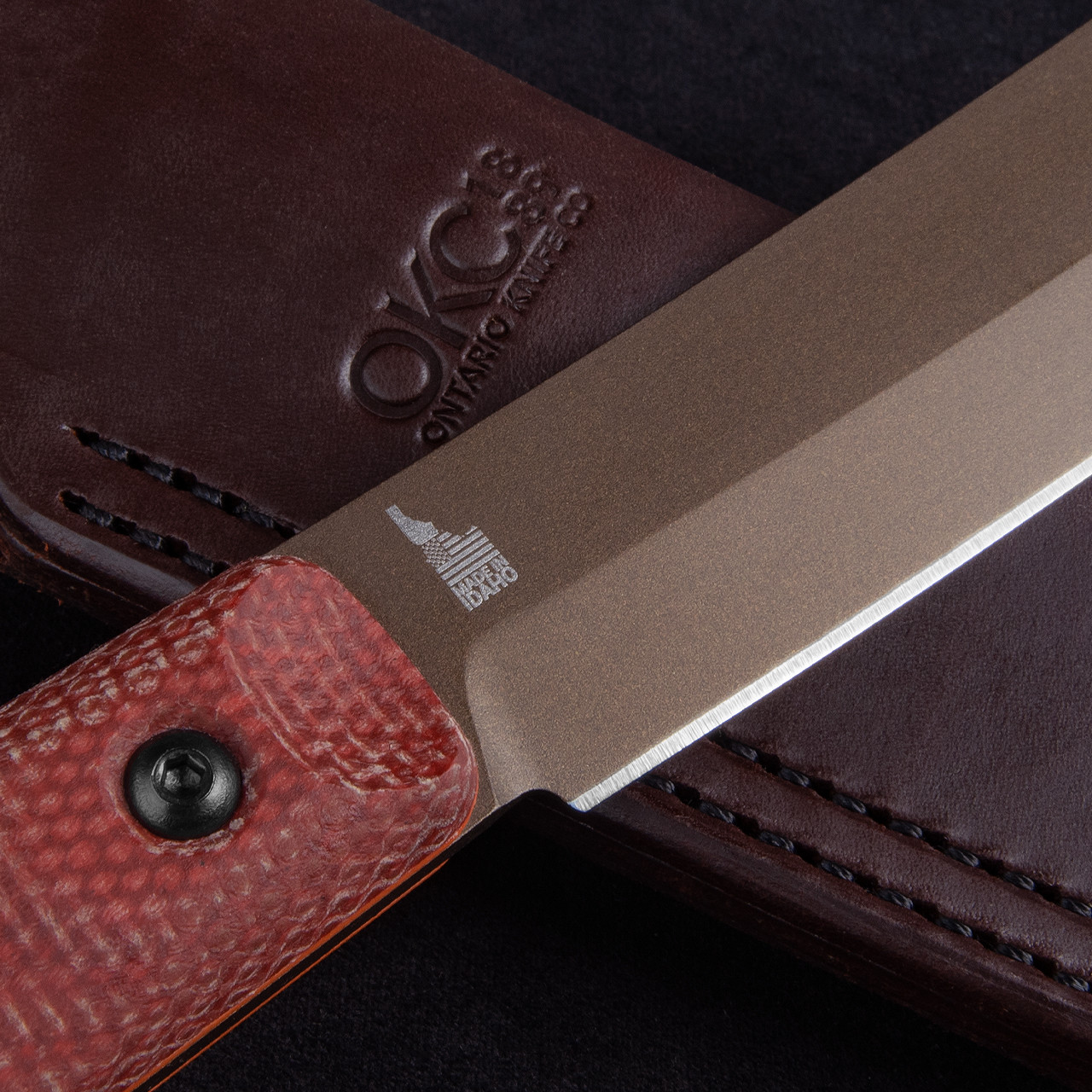 Ontario / XL Hunter Red Micarta Fixed Blade