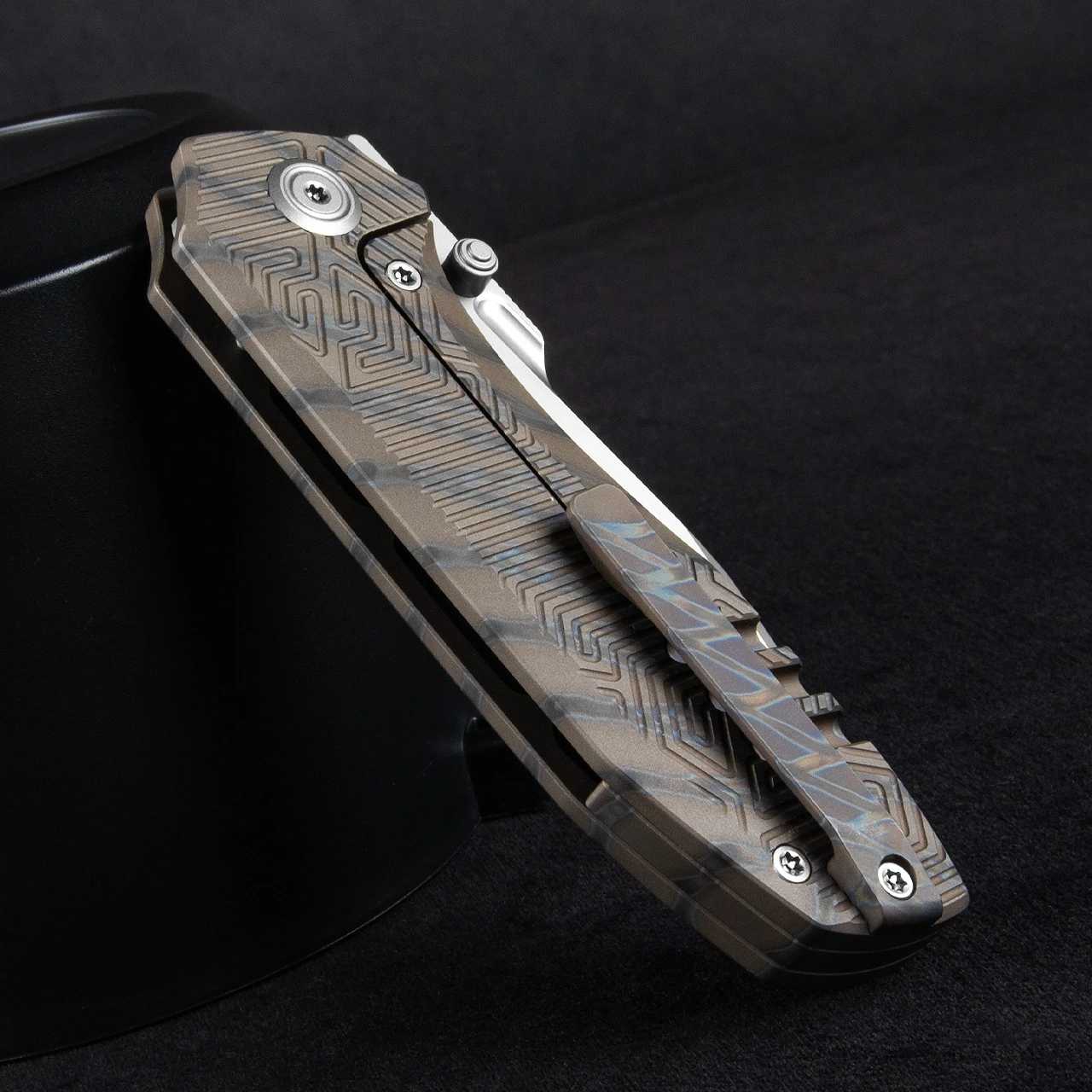 KB Knives Agera Flame Maze Folding Knife