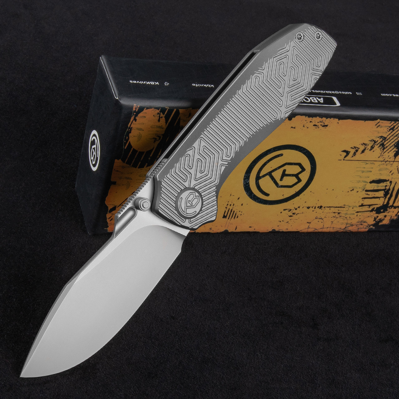 KB Knives Agera Gray Flame Maze Folding Knife
