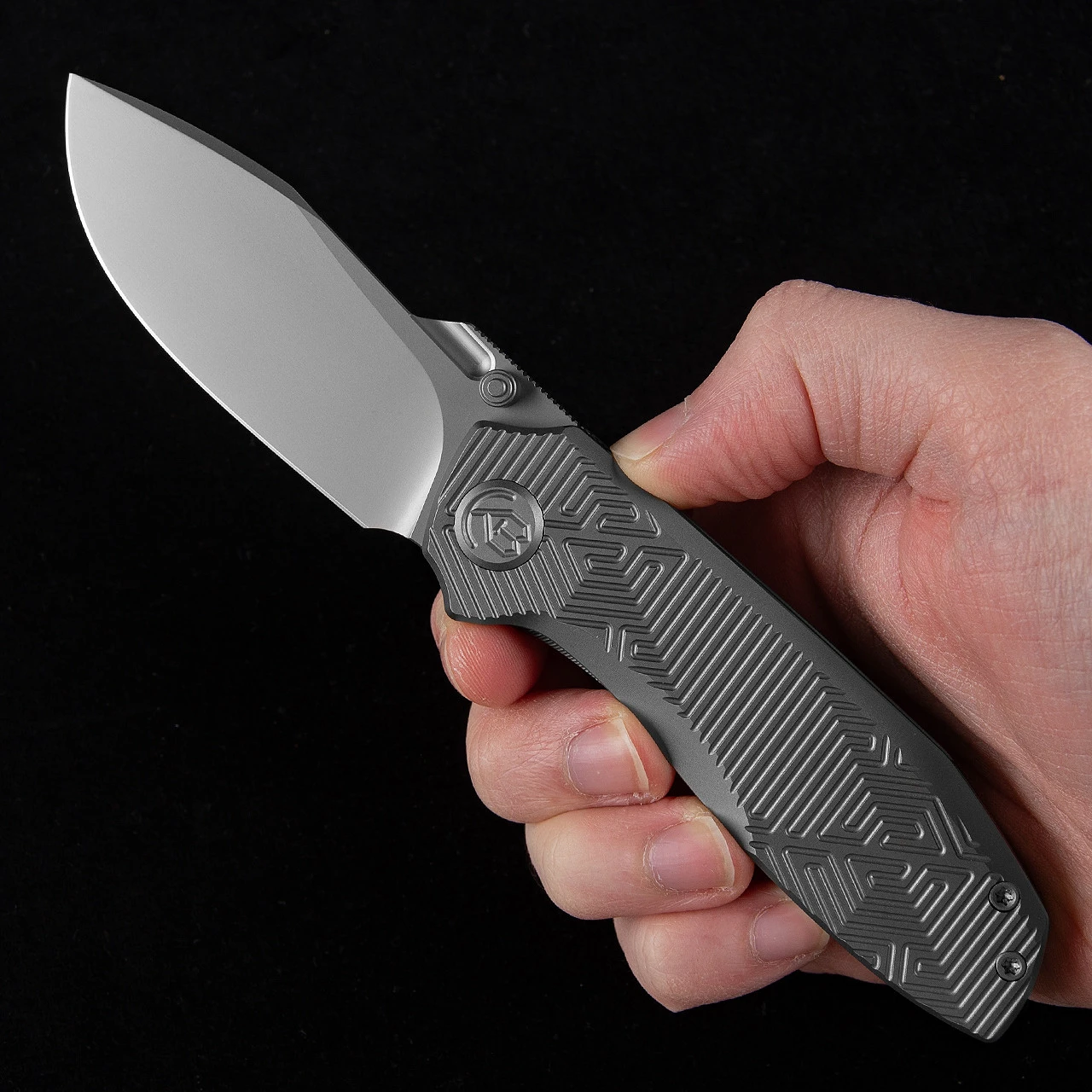 KB Knives Agera Gray Flame Maze Folding Knife