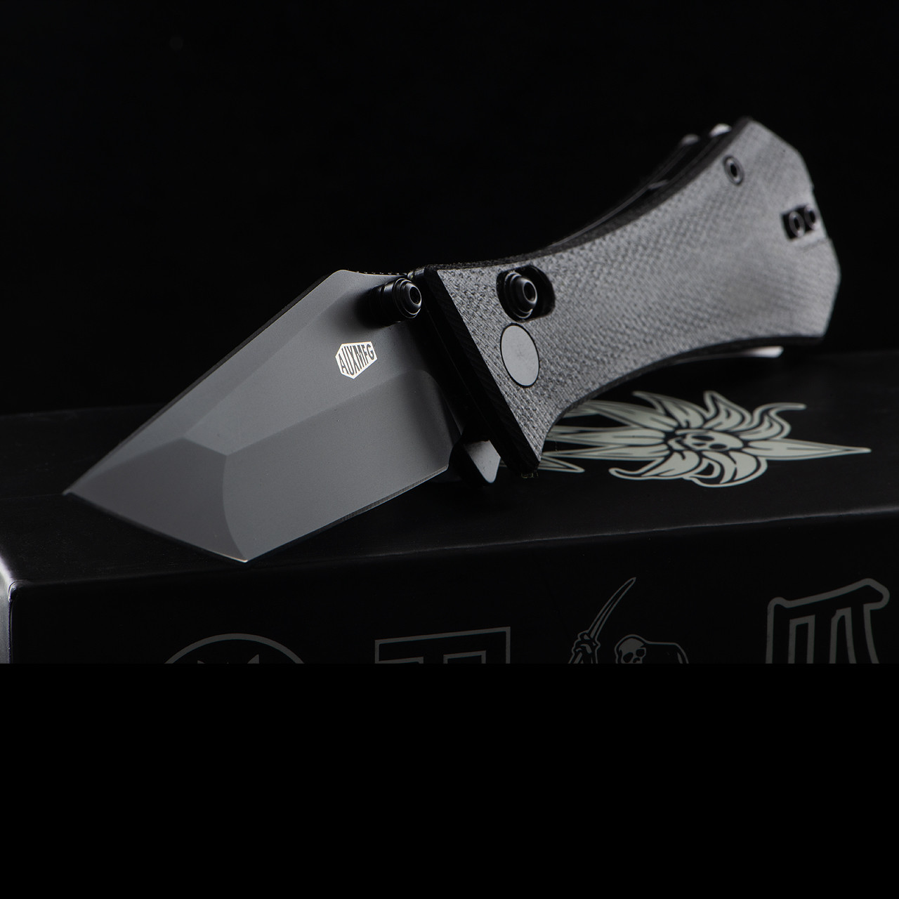 Auxiliary Manufacturing Coffin Black Folding Knife