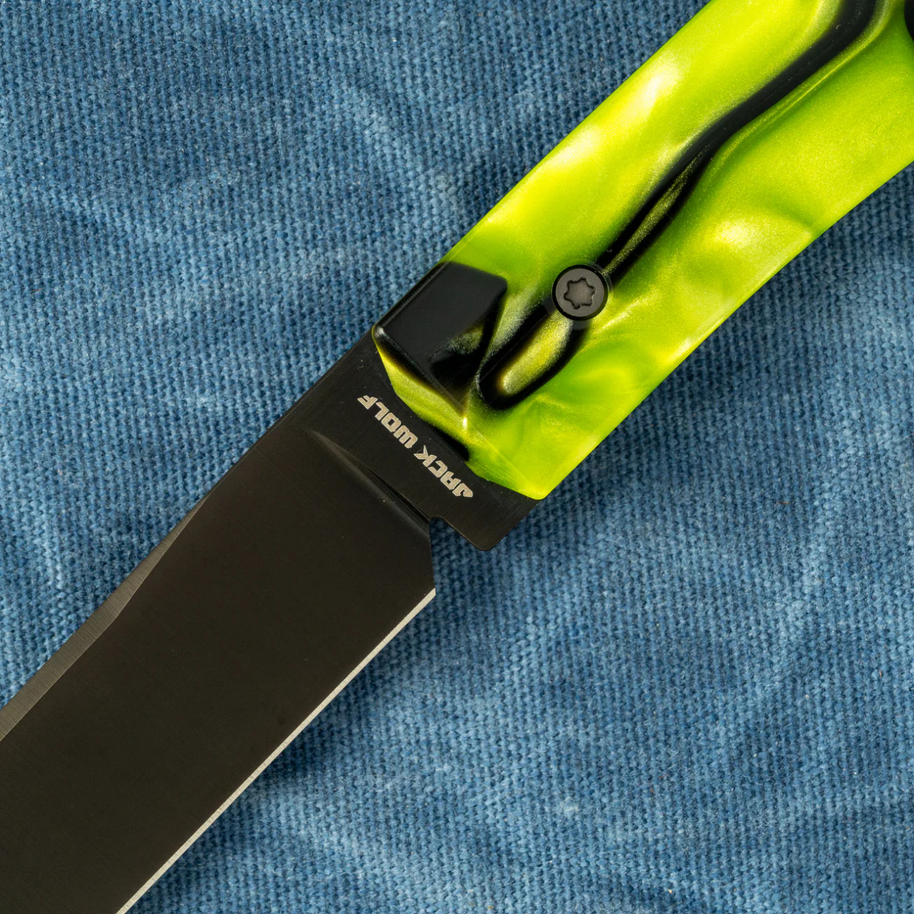 Jack Wolf Knives Pioneer FIXedc Kirinite Toxic Green Fixed Blade