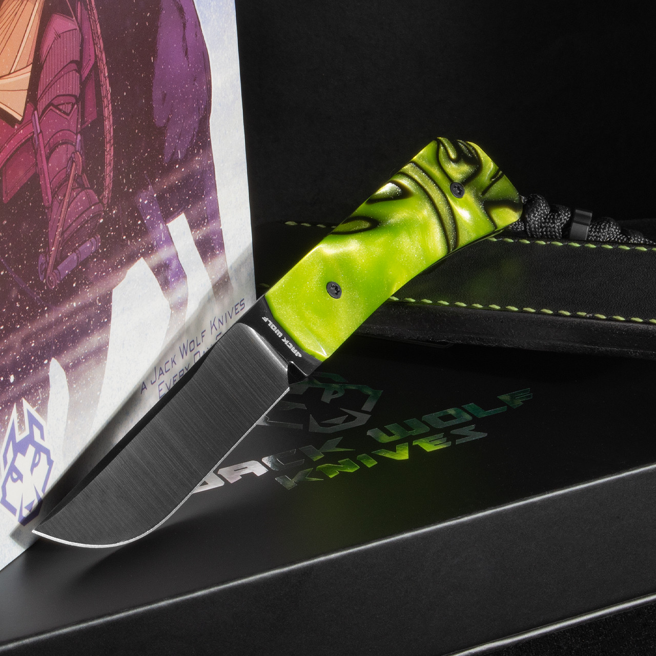 Jack Wolf Knives Pioneer FIXedc Kirinite Toxic Green Fixed Blade