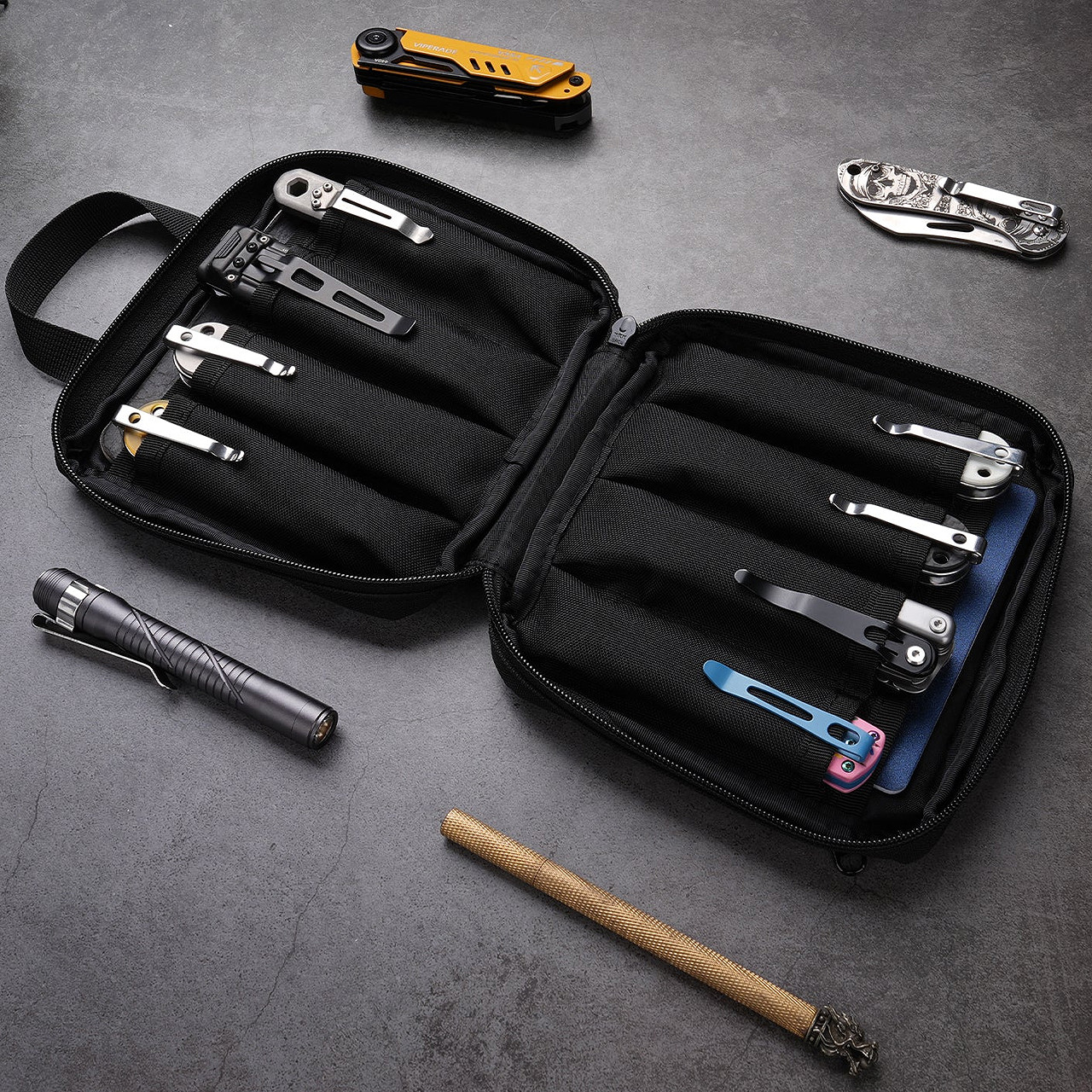 Viperade VE41 Knife Pouch with 8-Slot & Tool Pouch Blk