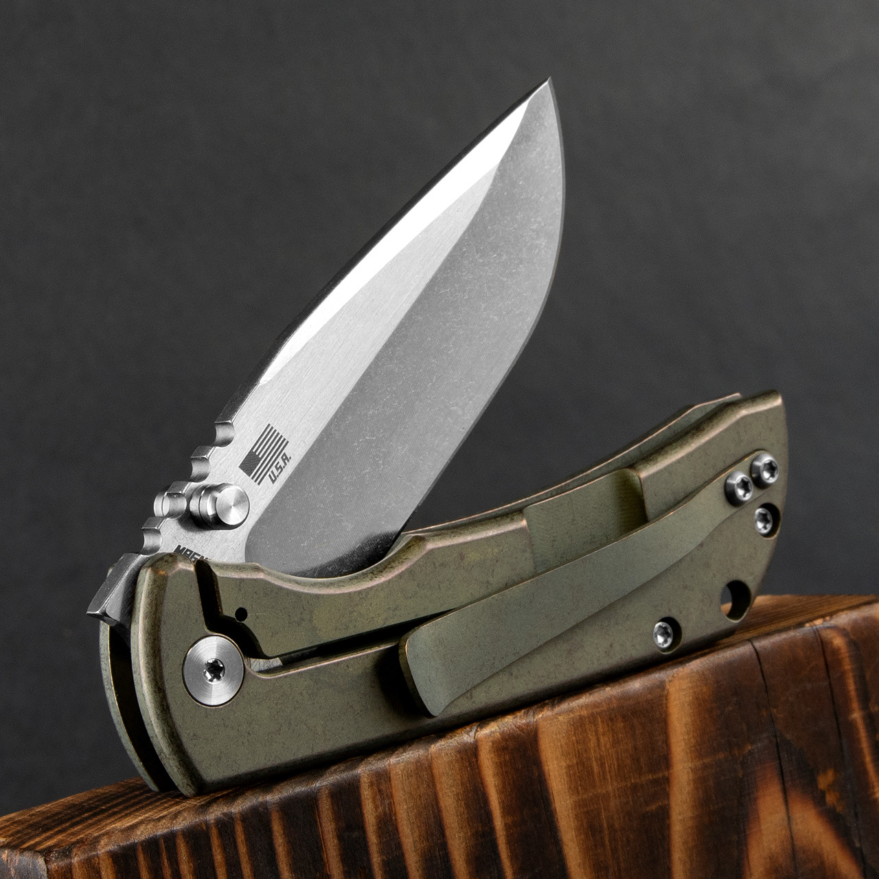 McNees PM Mac 2 Atomic GRN/BRNZ Satin Folding Knife
