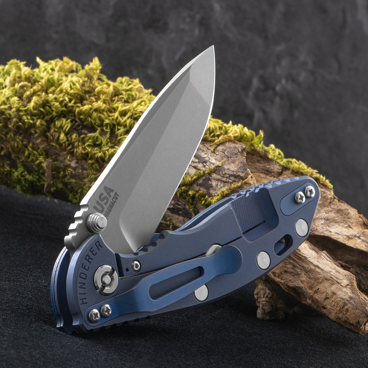Hinderer NF Spanto Battle Blue Black Folding Knife