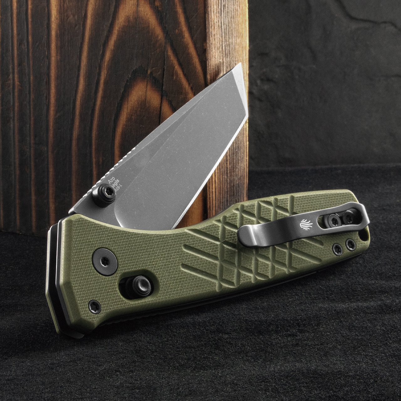 Kizer Aegis T PE Green Grey Stonewashed Folding Knife