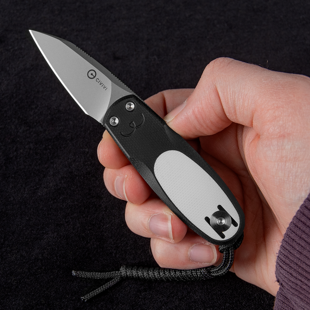 Civivi Purr G10 Black and Ivory Stonewash Folding Knife