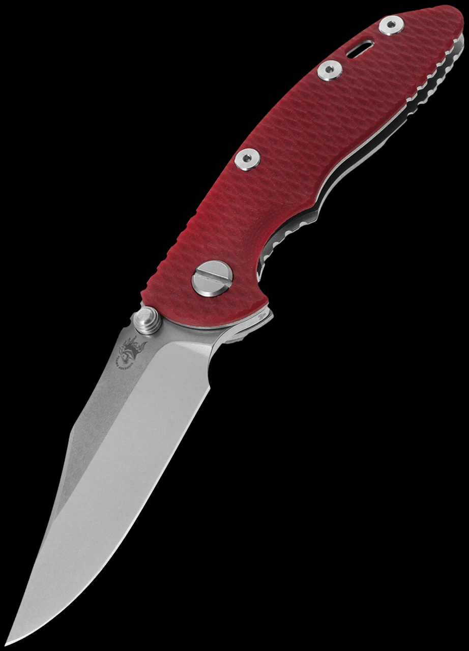 Hinderer XM-18 3.0 Bowie Red G10 Stonewashed Folding Knife