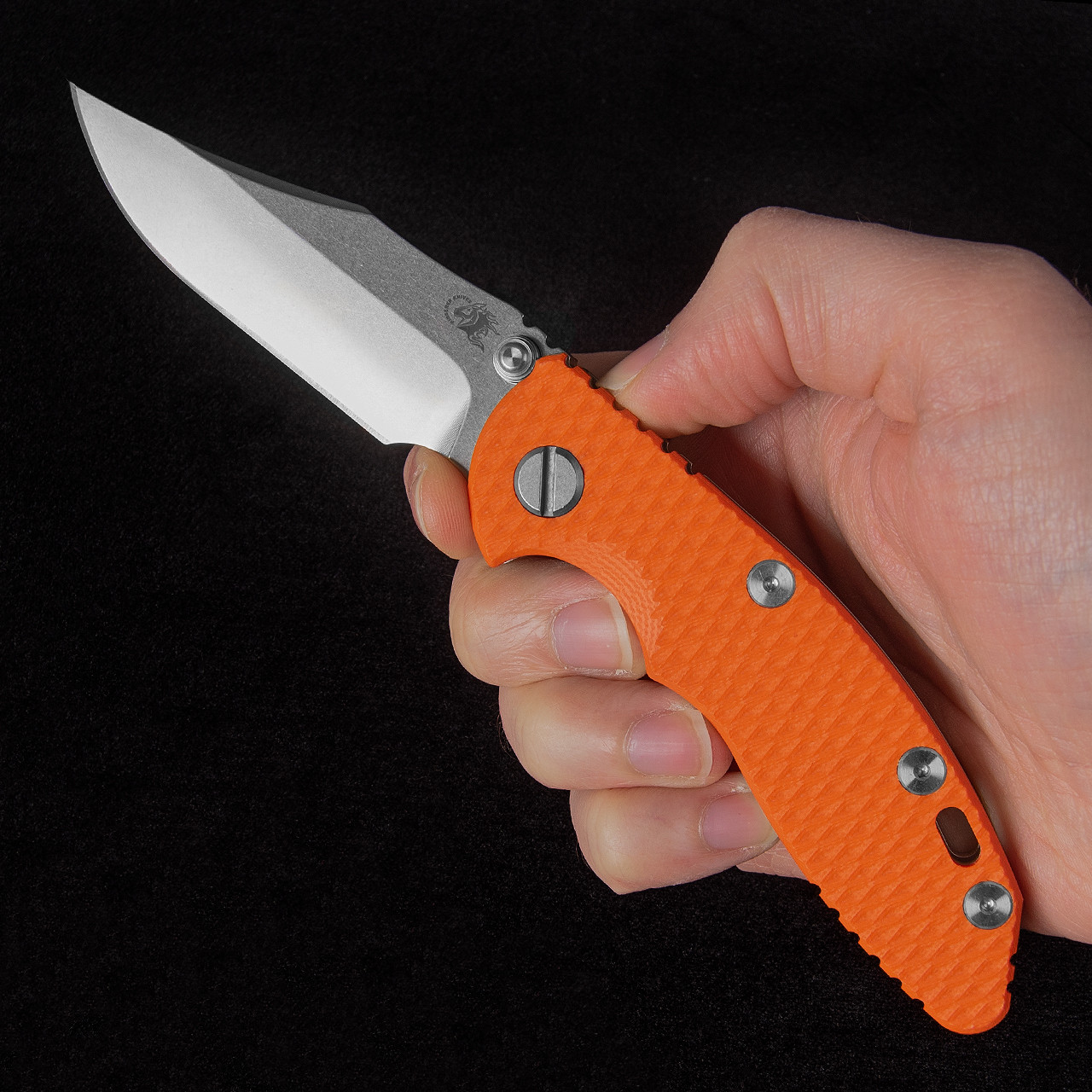 Hinderer XM-18 3.0 Bowie Orange G10 Stonewashed Folding Knife