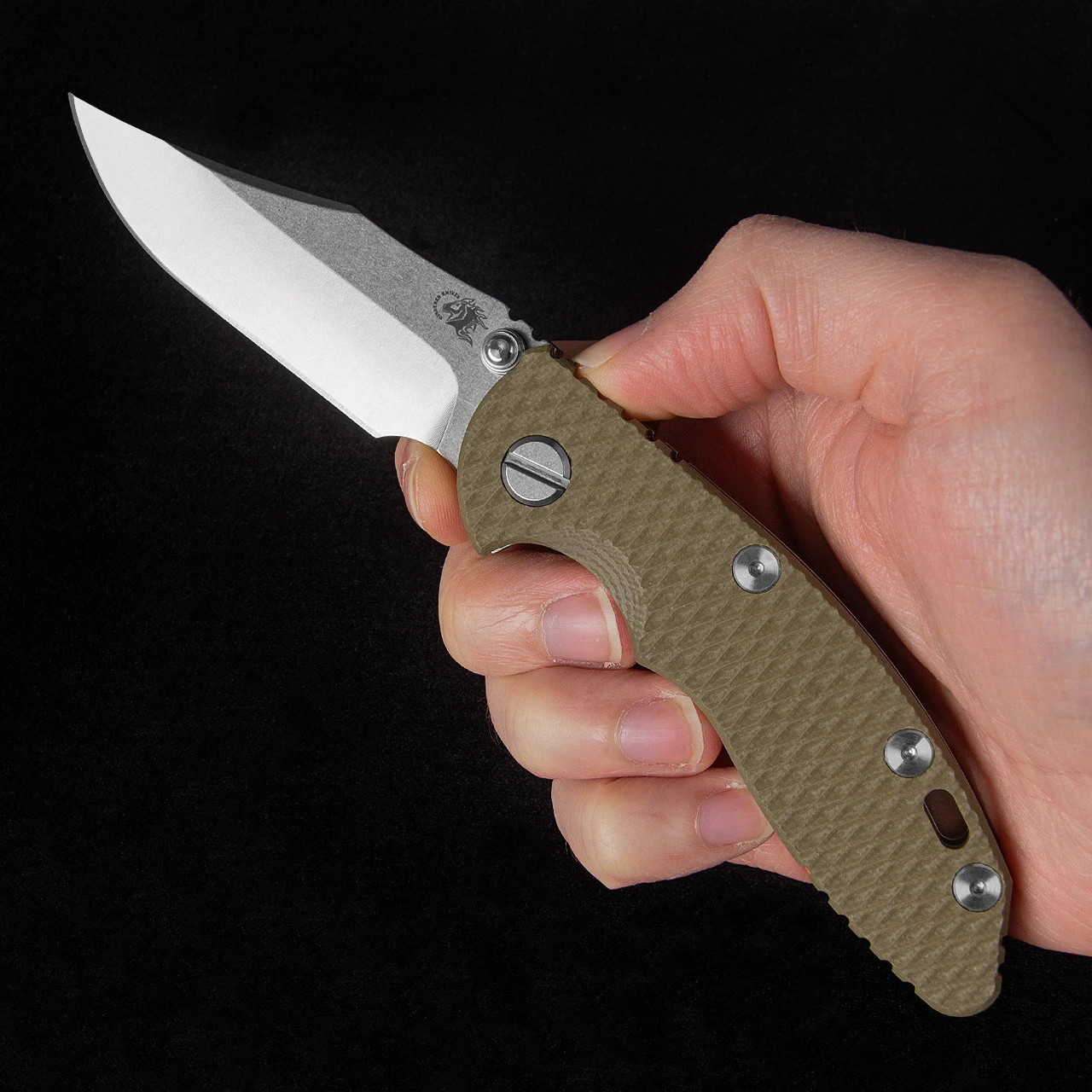 Hinderer XM-18 3.0 Bowie OD Green G10 Stonewashed Folding Knife