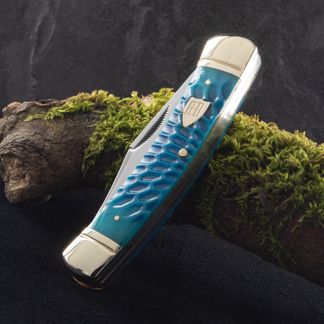 Rough Ryder Moose Blue Dragon Bone Folding Knife