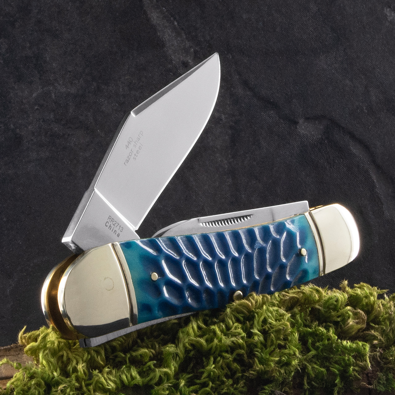 Rough Ryder Whittler Blue Dragon Bone Folding Knife