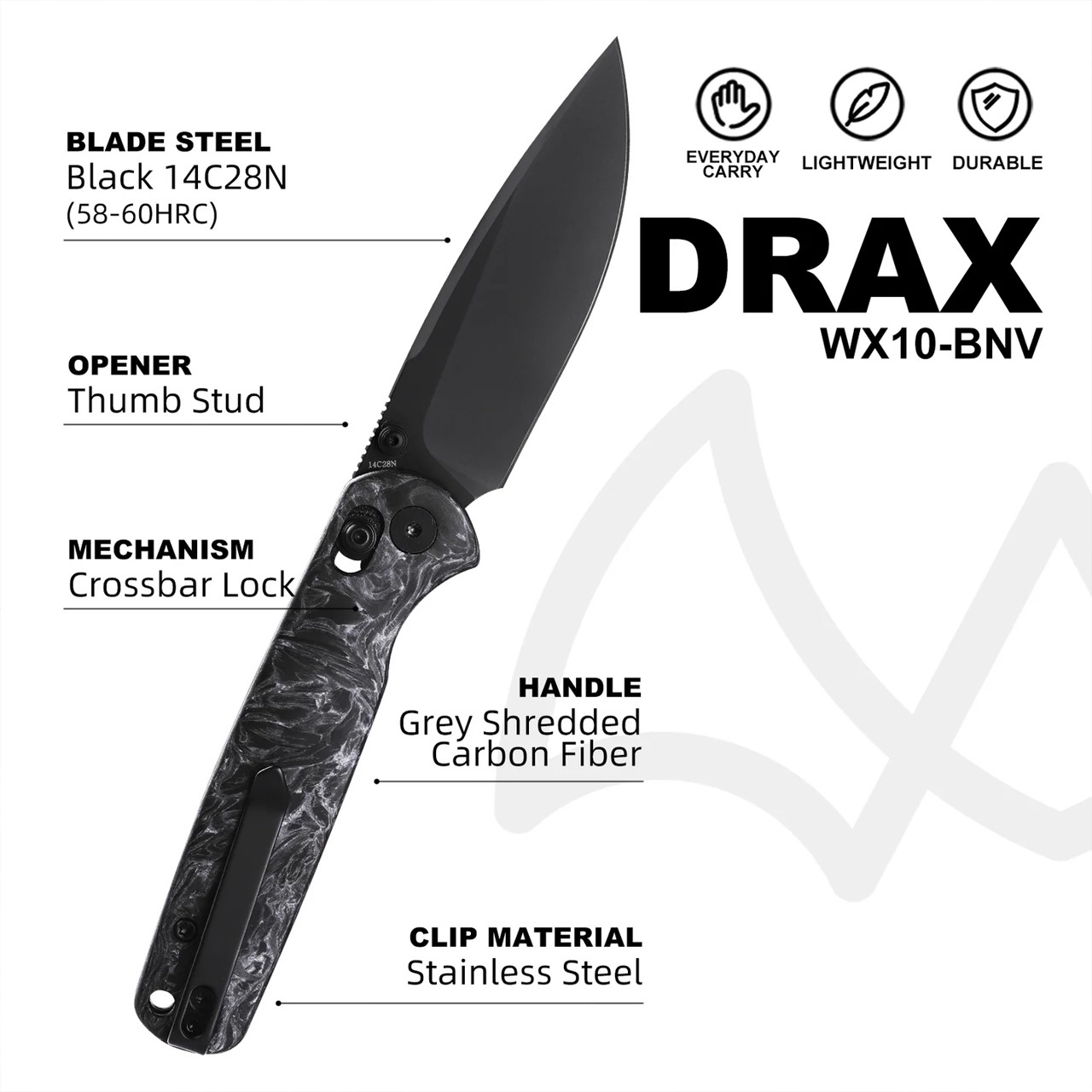 WIXCO Drax II Grey Carbon Fibre Folding Knife