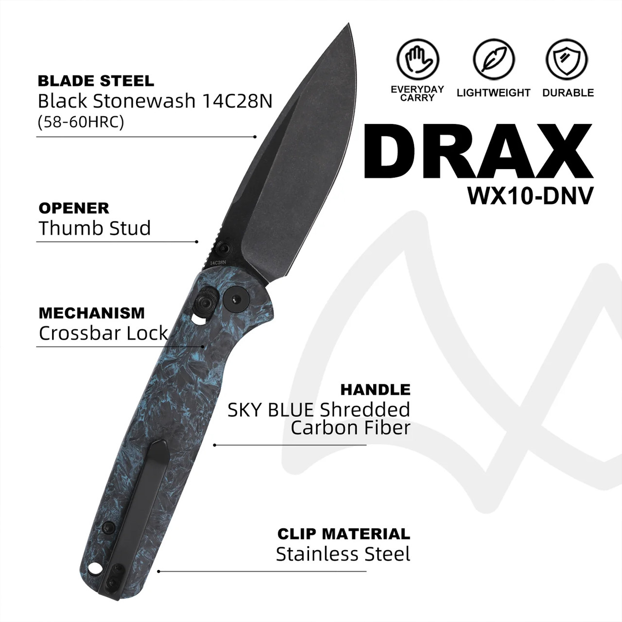 WIXCO Drax II Blue Carbon Fibre Folding Knife