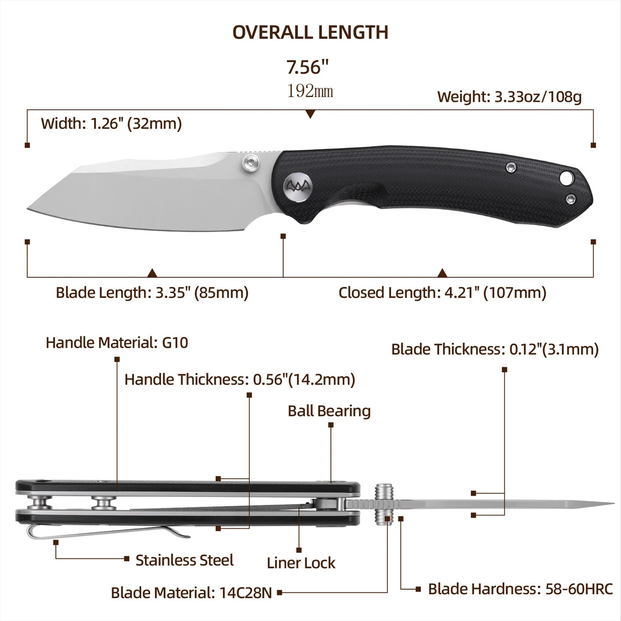 WIXCO Axor Black G10 Folding Knife