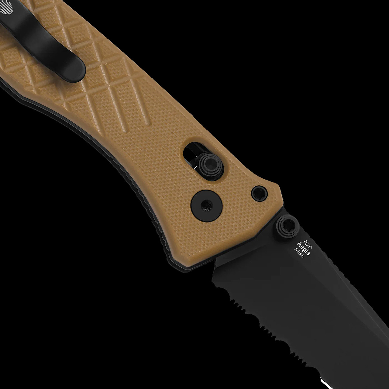Kizer Aegis T Part Serrated Tan PVD Folding Knife