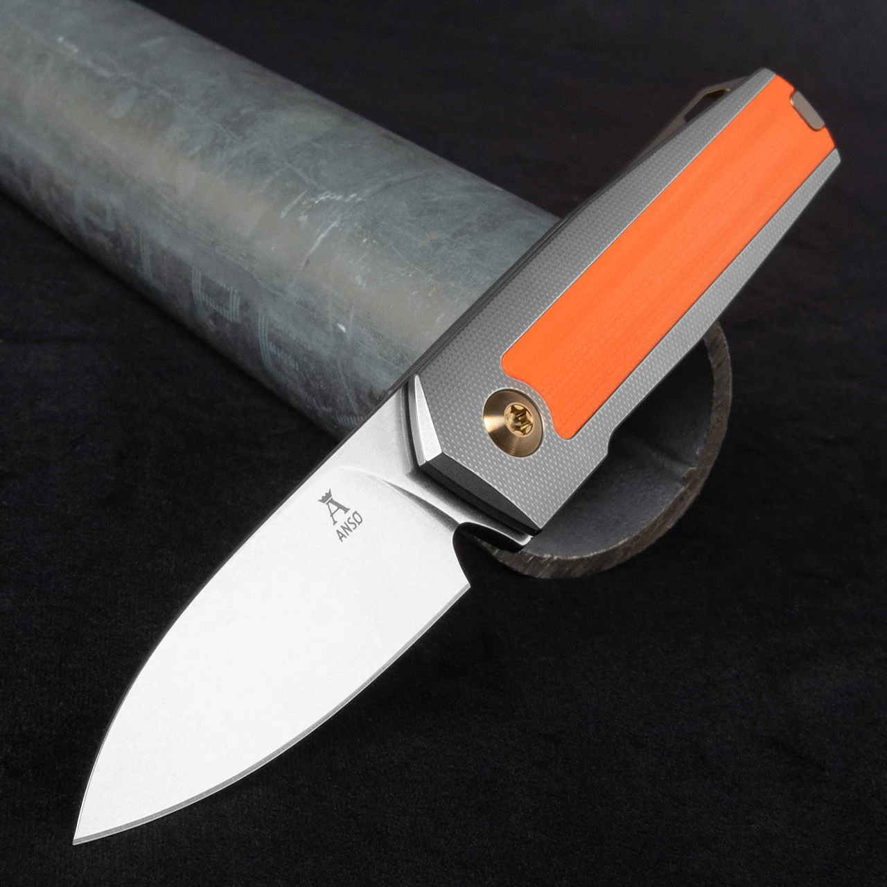 Anso ARN Titanium G10 Amber Folding Knife