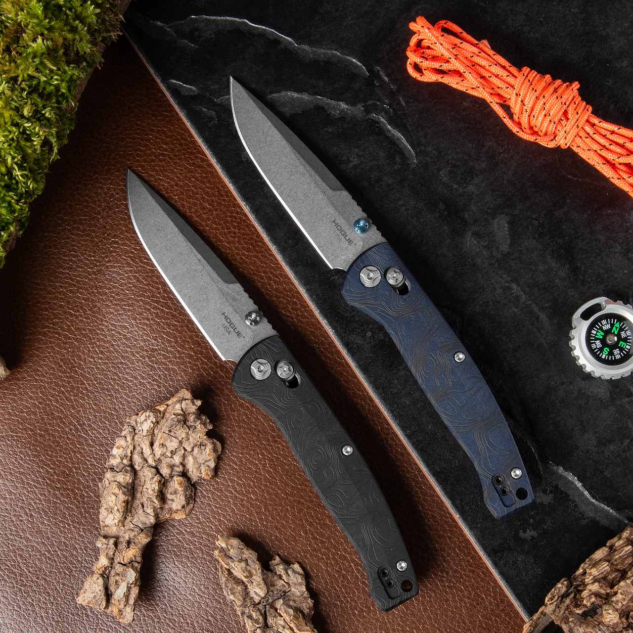 Hogue Mysto 3.4 Water Blue Canyon Richlite Folding Knife