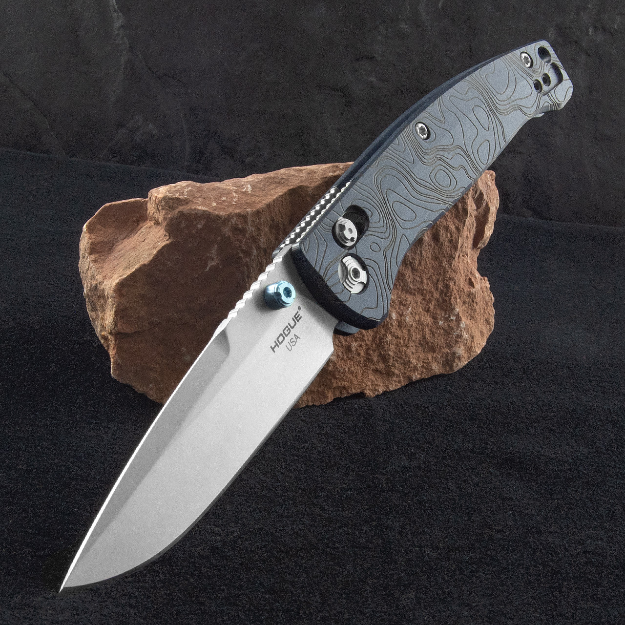 Hogue Mysto 3.4 Water Blue Canyon Richlite Folding Knife