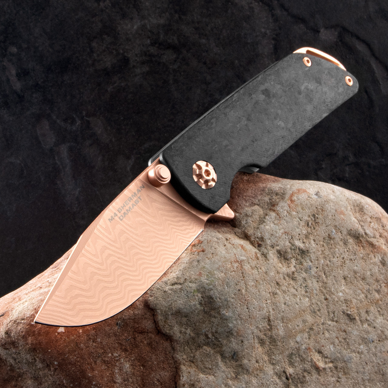 Boker M4 Sherman Damast Rose Gold Folding Knife