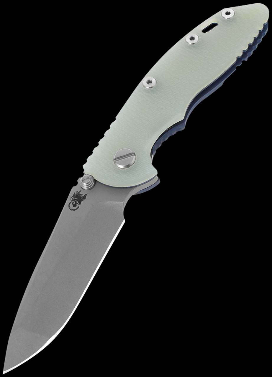 Hinderer NF Spanto Battle Blue Transparent Green Folding Knife
