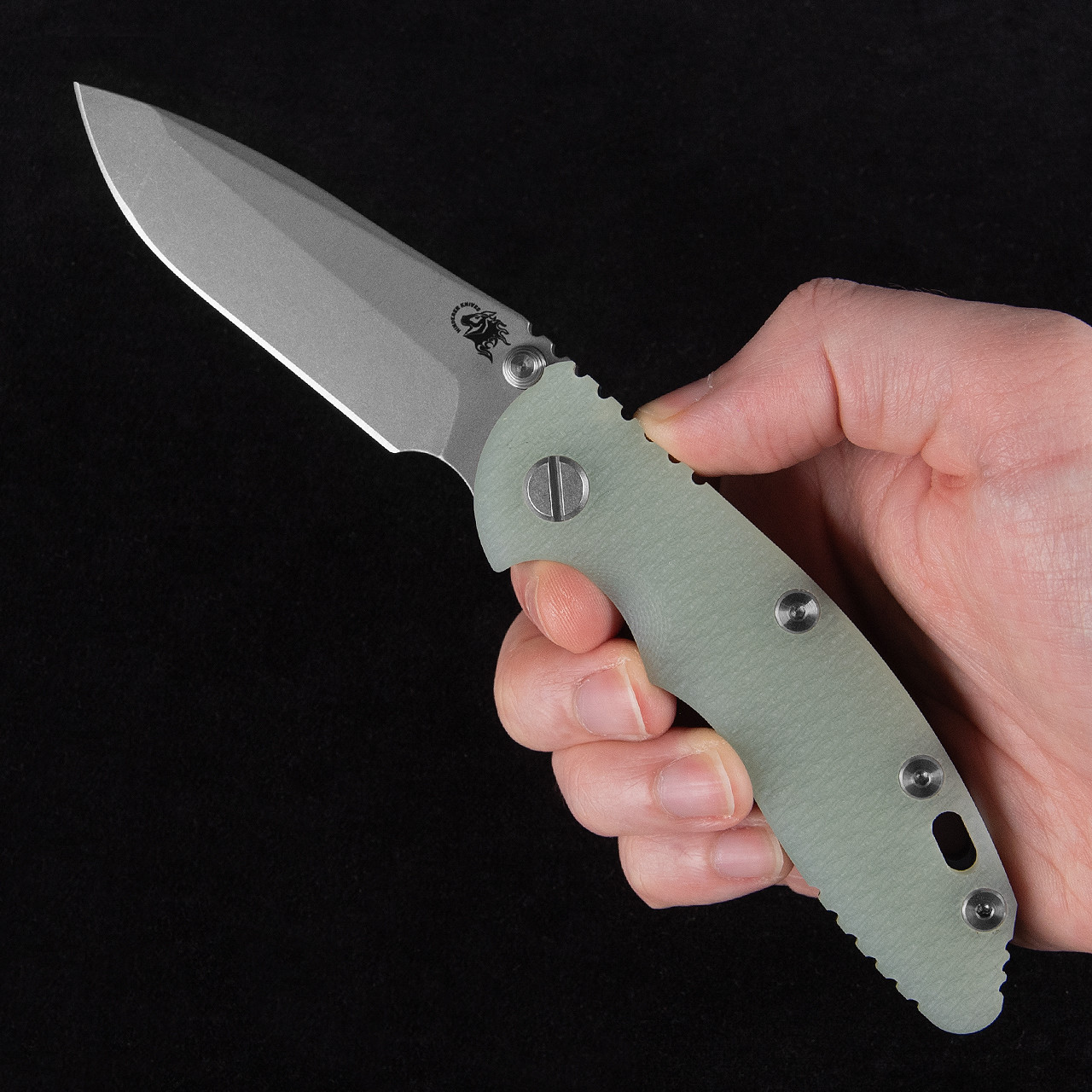 Hinderer NF Spanto Battle Blue Transparent Green Folding Knife