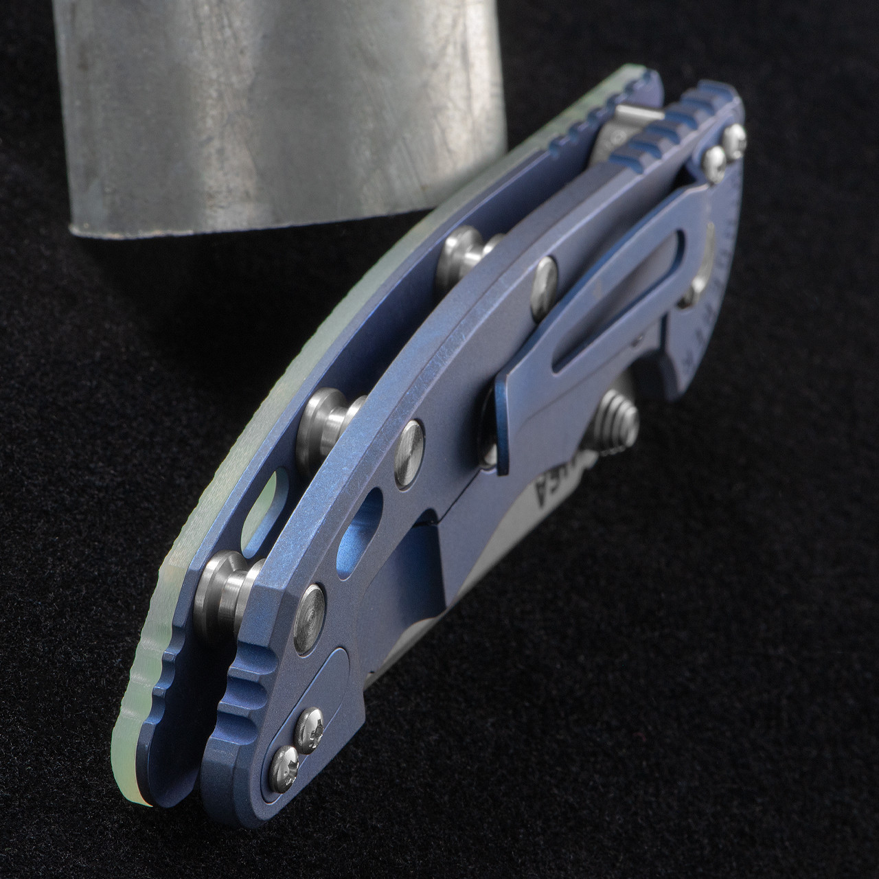 Hinderer NF Spanto Battle Blue Transparent Green Folding Knife