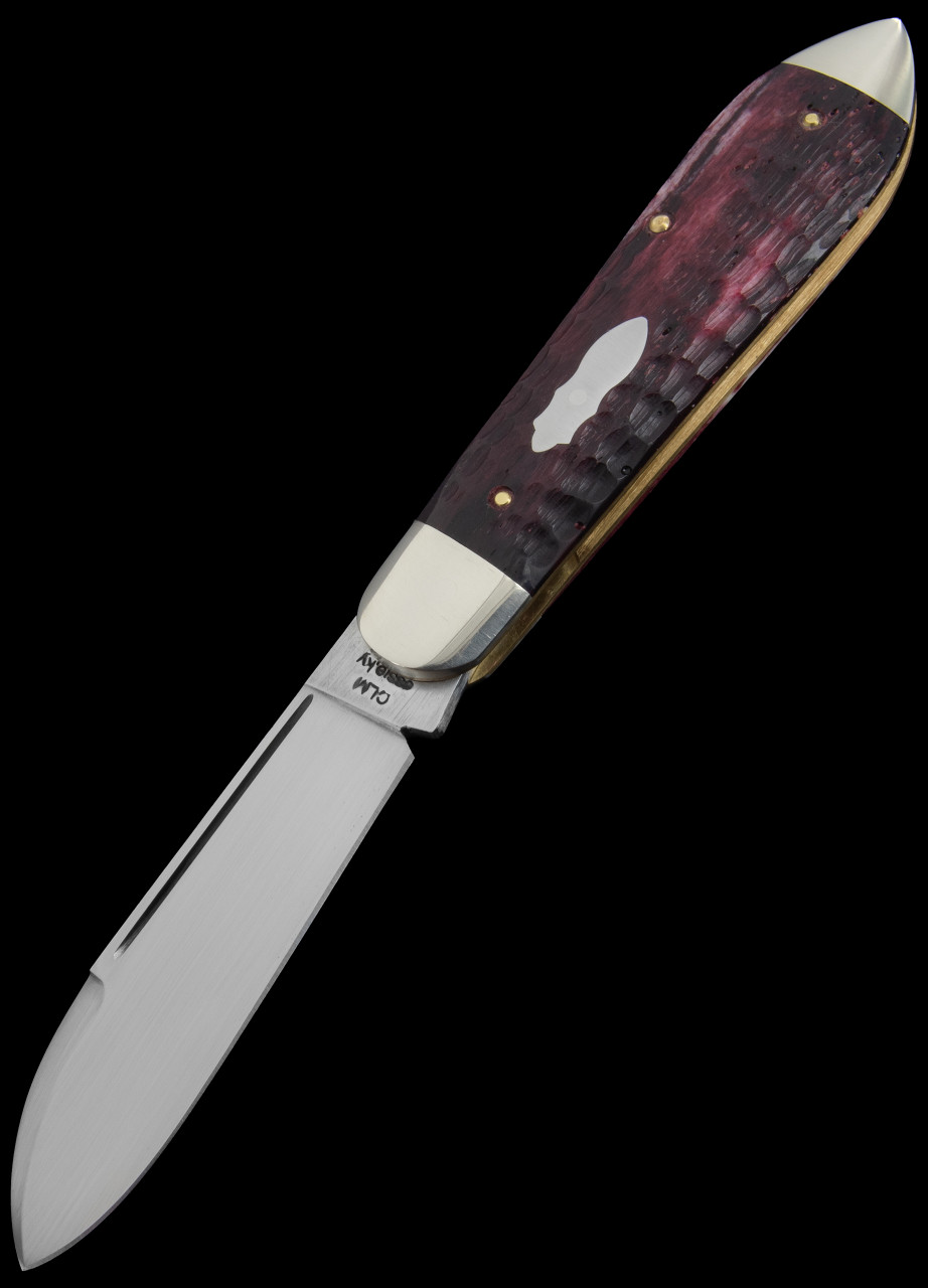 CLM Custom Teardrop Purple Giraffe Bone Custom Knife